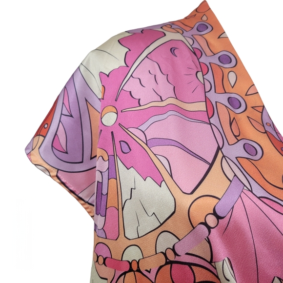 Lalipop Design Drape Satin Double Breasted Abstract Blouse Size S - Picture 8 of 10